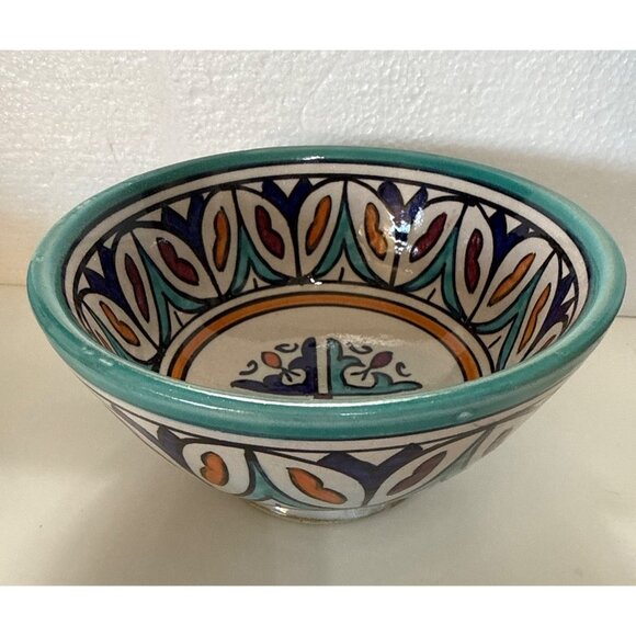 Set Of 4 Hand-Painted Moroccan Ceramic Bowls 5” From City of Fez - Picture 4 of 10
